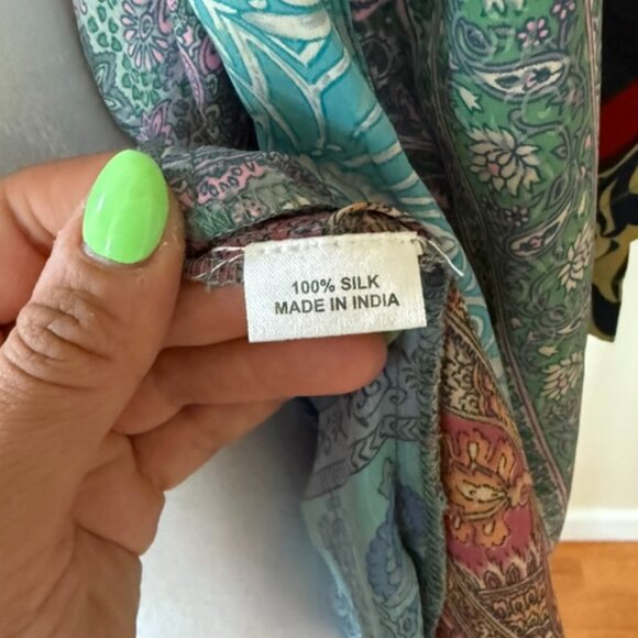 Karma Highway Patchwork Multi Art Silk Kimono Boho Coverup - Picture 5 of 8